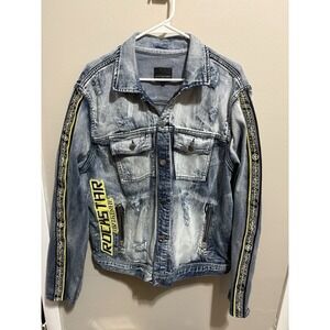 Rockstar Original Men's Distressed Denim Jacket Size XL 90's/Y2K Light Wash